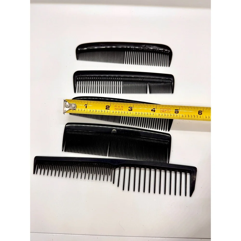 Vintage Black Hair‎ Comb Lot Conair Scunci Krest 6000 Unbreakable 5pc Set